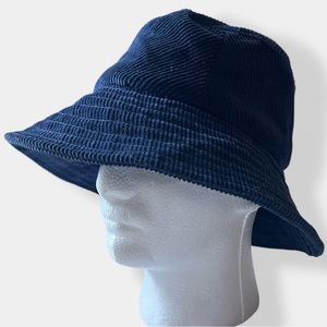 VINTAGE 80s Street Smart by Betmar Corduroy Bucket Hat Navy Blue 4” Brim Unisex